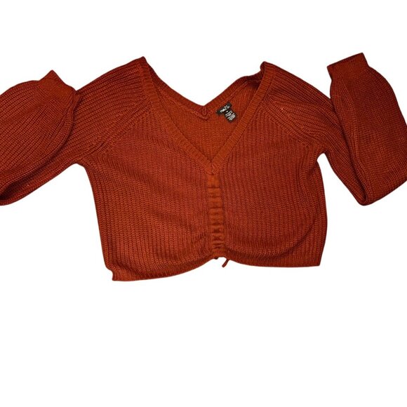 Rue21 Womens V-Neck Cinched Front Knit Sweater Size M Lagenlook Cinnamon Girl - Picture 7 of 9
